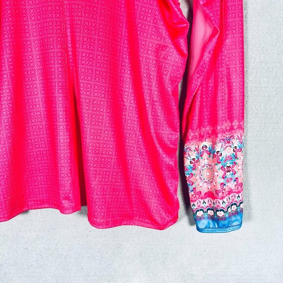 Lucky In Love Shirt Womens L Hot Pink Long Sleeve Pullover Tennis UPF 50 - Picture 8 of 14